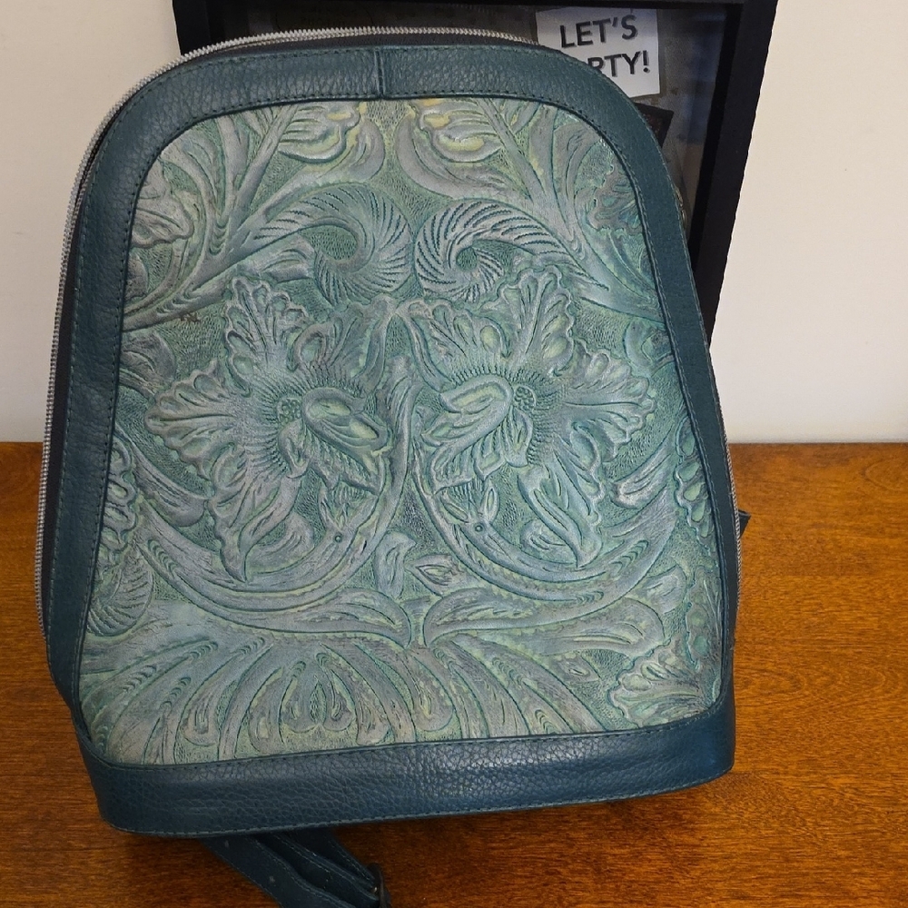 Embossed Green Backpack